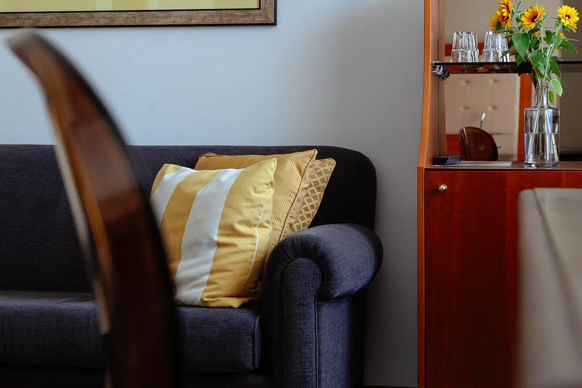 Dnevni del z rumenim naslanjačem